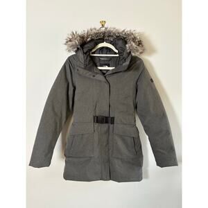 The North Face Women’s Down Belted Parka Size Small, Gray, Faux Fur Hood
